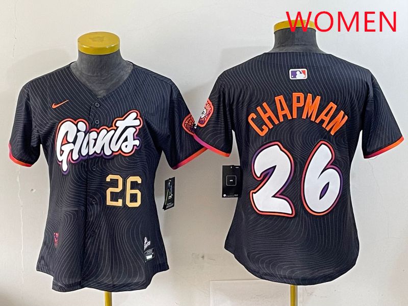 Women San Francisco Giants 26 Chapman Black Joint Name Nike 2025 MLB Jersey style 2